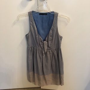 Blue patterned 100% silk top